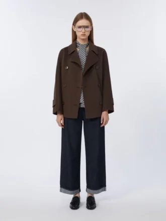 Krótki płaszcz dwurzędowy z Pure Wool, kolor czekoladowy Krótki płaszcz dwurzędowy z Pure Wool, kolor czekoladowy