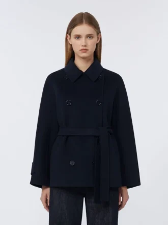 Krótki płaszcz dwurzędowy z Pure Wool, kolor granatowy Krótki płaszcz dwurzędowy z Pure Wool, kolor granatowy
