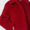 Krótki płaszcz typu teddy z alpaki i wełny, czerwony Krótki płaszcz typu teddy z alpaki i wełny, czerwony