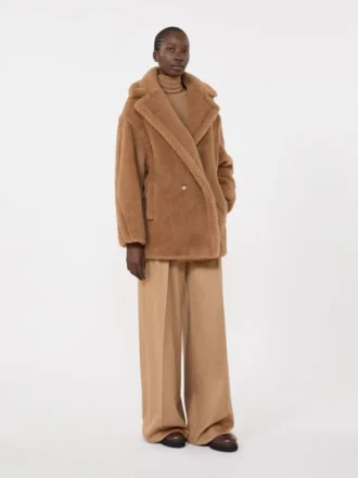 Krótki Teddy Bear Icon Coat, kolor camel