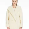 Krótki Teddy Bear Icon Coat z alpaki i wełny, biały