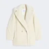 Krótki Teddy Bear Icon Coat z alpaki i wełny, biały