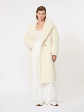 Kultowy Teddy Bear Icon Coat z alpaki i wełny, biały