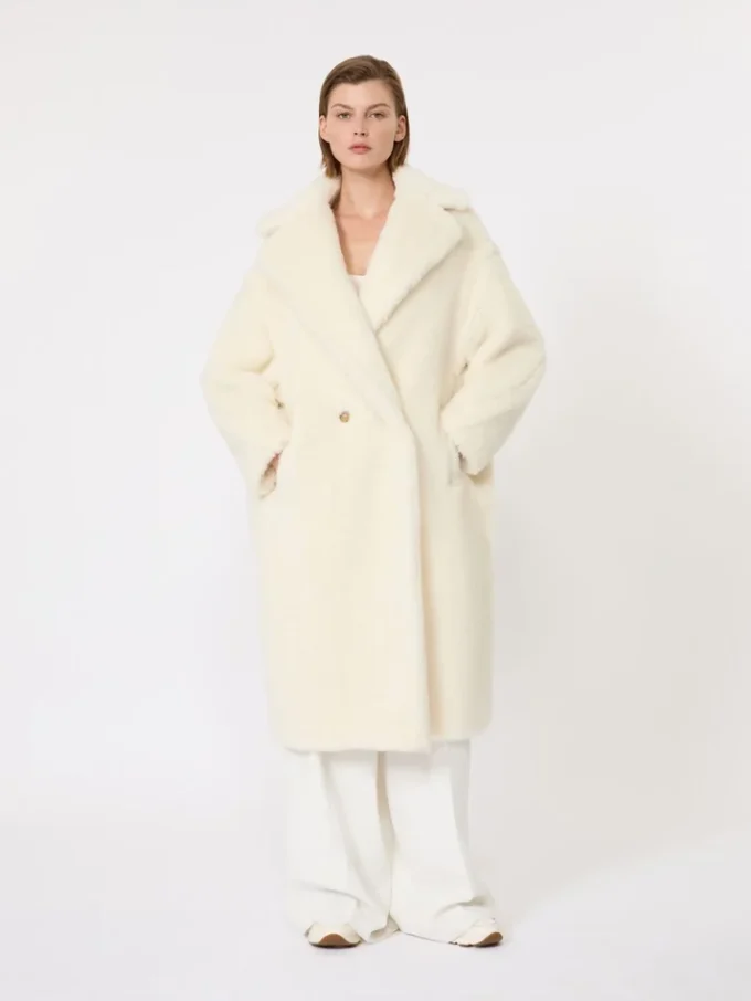 Kultowy Teddy Bear Icon Coat z alpaki i wełny, biały