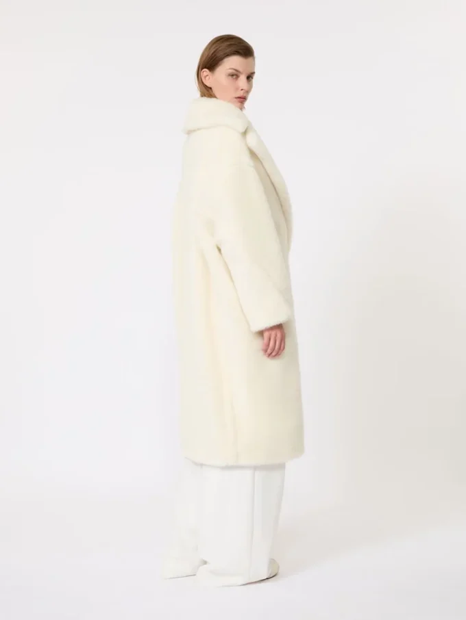 Kultowy Teddy Bear Icon Coat z alpaki i wełny, biały
