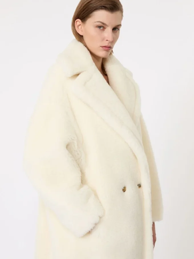 Kultowy Teddy Bear Icon Coat z alpaki i wełny, biały
