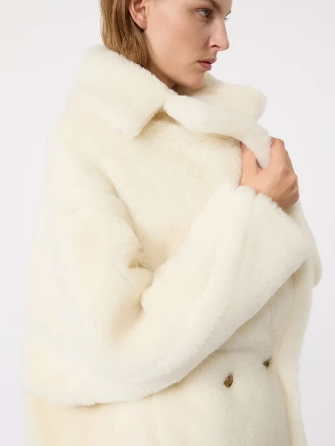 Kultowy Teddy Bear Icon Coat z alpaki i wełny, biały