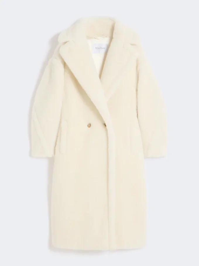 Kultowy Teddy Bear Icon Coat z alpaki i wełny, biały