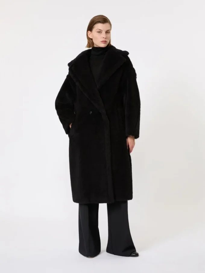 Kultowy Teddy Bear Icon Coat z alpaki i wełny, czarny