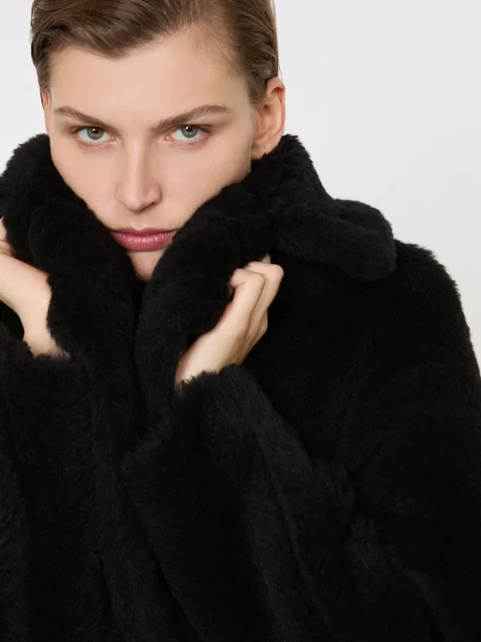 Kultowy Teddy Bear Icon Coat z alpaki i wełny, czarny
