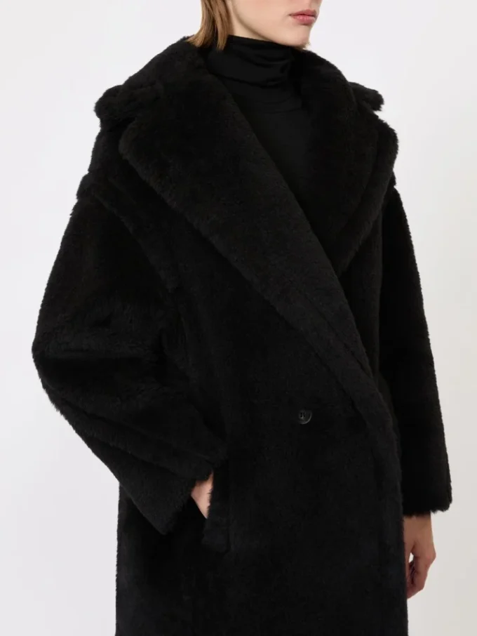 Kultowy Teddy Bear Icon Coat z alpaki i wełny, czarny