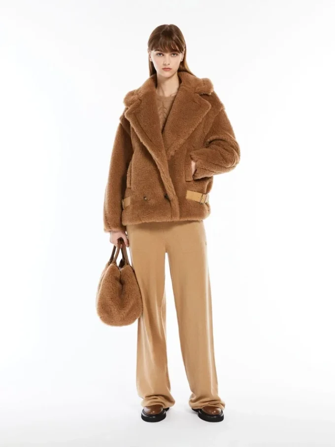 Kurtka motocyklowa z tkaniny teddy, kolor camel Kurtka motocyklowa z tkaniny teddy, kolor camel