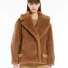 Kurtka motocyklowa z tkaniny teddy, kolor camel Kurtka motocyklowa z tkaniny teddy, kolor camel