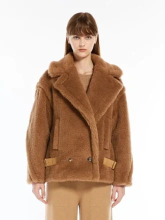 Kurtka motocyklowa z tkaniny teddy, kolor camel