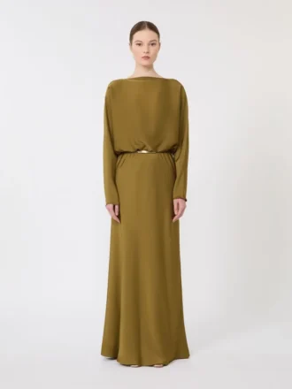 Lekka satynowa sukienka w kolorze khaki