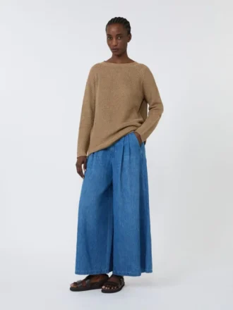 Lekki sweter z lnu, kolor pustynny
