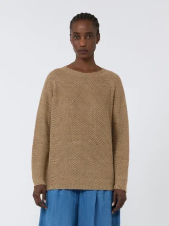 Lekki sweter z lnu, kolor pustynny