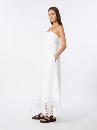 Lniana sukienka typu bustier, biała