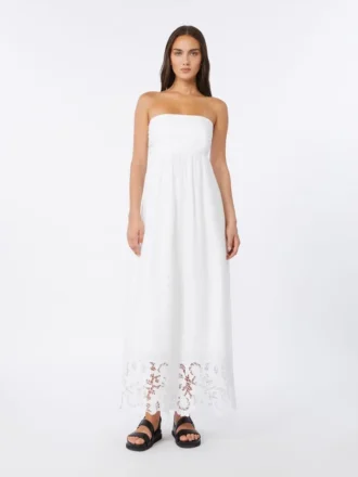 Lniana sukienka typu bustier, biała