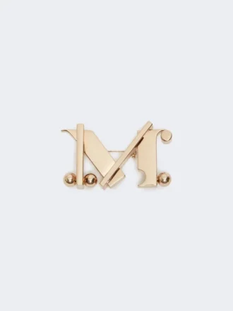 Metalowa broszka z monogramem, złota Metalowa broszka z monogramem, złota