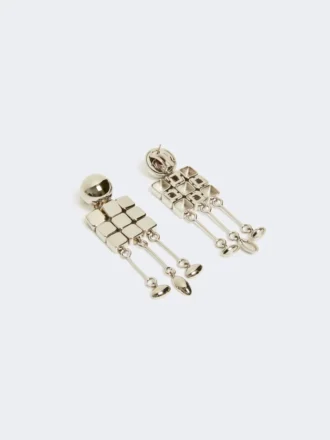 Metalowe kolczyki wiszące, srebrne Metalowe kolczyki wiszące, srebrne