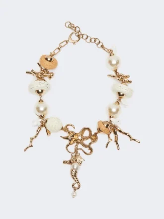 Naszyjnik typu choker „Abissi” z metalu i rafii, złoty Naszyjnik typu choker „Abissi” z metalu i rafii, złoty