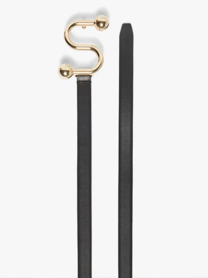 Pasek Sportmax z monogramem i klamrą, czarny Pasek Sportmax z monogramem i klamrą, czarny