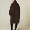 Płaszcz typu cocoon z wełny i moheru, brązowy Płaszcz typu cocoon z wełny i moheru, brązowy
