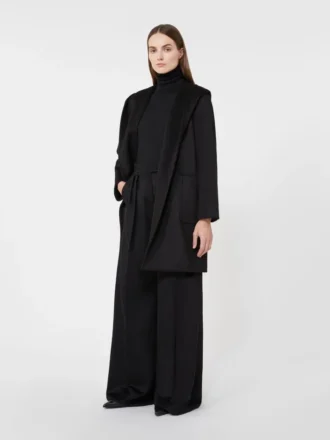 Płaszcz typu robe w kolorze camelowym, czarny Płaszcz typu robe w kolorze camelowym, czarny