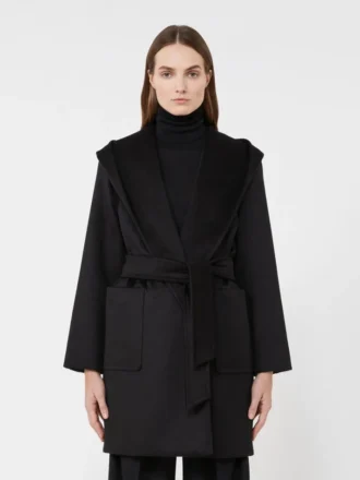 Płaszcz typu robe w kolorze camelowym, czarny Płaszcz typu robe w kolorze camelowym, czarny