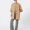 Płaszcz z tkaniny broadcloth w kolorze camelowym, brązowo-orzechowym Płaszcz z tkaniny broadcloth w kolorze camelowym, brązowo-orzechowym