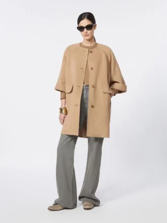 Płaszcz z tkaniny broadcloth w kolorze camelowym, brązowo-orzechowym Płaszcz z tkaniny broadcloth w kolorze camelowym, brązowo-orzechowym