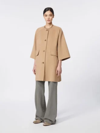 Płaszcz z tkaniny broadcloth w kolorze camelowym, brązowo-orzechowym Płaszcz z tkaniny broadcloth w kolorze camelowym, brązowo-orzechowym