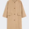 Płaszcz z tkaniny broadcloth w kolorze camelowym, brązowo-orzechowym Płaszcz z tkaniny broadcloth w kolorze camelowym, brązowo-orzechowym