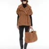 Peleryna z tkaniny teddy, kolor camel