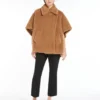 Peleryna z tkaniny teddy, kolor camel