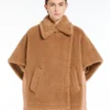 Peleryna z tkaniny teddy, kolor camel