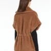 Peleryna z tkaniny teddy, kolor camel