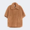 Peleryna z tkaniny teddy, kolor camel