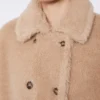 Peleryna z tkaniny teddy z alpaki i kaszmiru, beżowa Peleryna z tkaniny teddy z alpaki i kaszmiru, beżowa