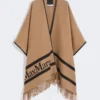 Ponczo z wełny żakardowej, kolor camel Ponczo z wełny żakardowej, kolor camel