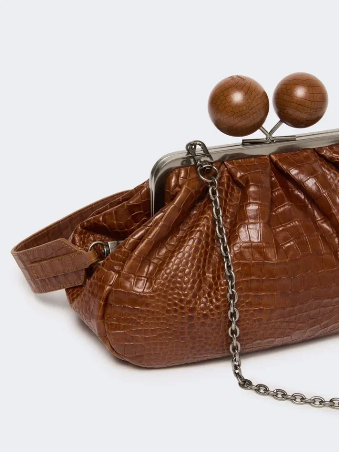 Średniej wielkości torebka Pasticcino z nadrukiem imitującym skórę krokodyla, czerwono-brązowa Średniej wielkości torebka Pasticcino z nadrukiem imitującym skórę krokodyla, czerwono-brązowa