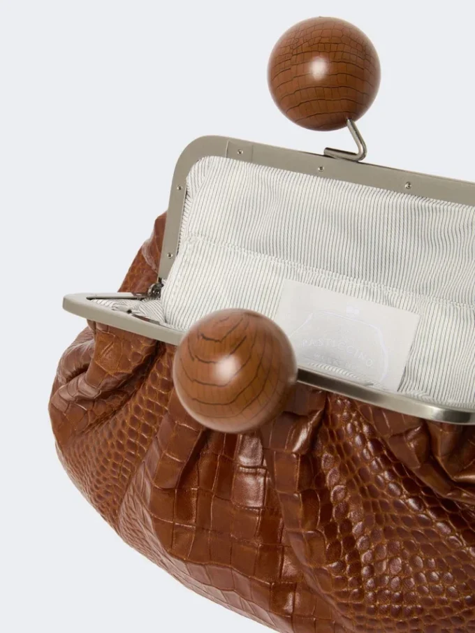 Średniej wielkości torebka Pasticcino z nadrukiem imitującym skórę krokodyla, czerwono-brązowa Średniej wielkości torebka Pasticcino z nadrukiem imitującym skórę krokodyla, czerwono-brązowa
