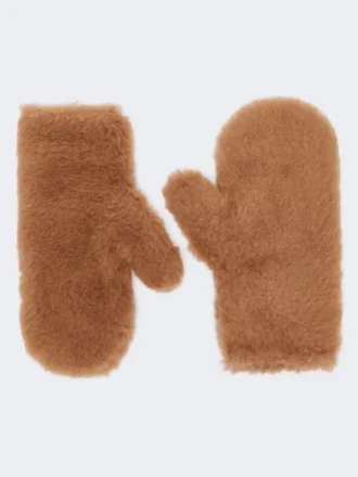 Rękawiczki z tkaniny Teddy, kolor camel