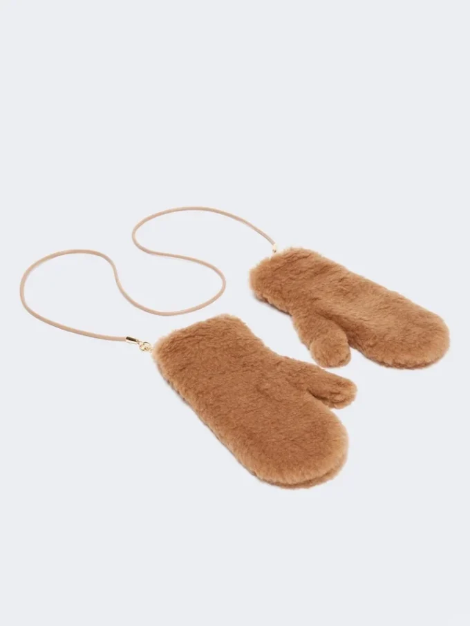 Rękawiczki z tkaniny Teddy, kolor camel Rękawiczki z tkaniny Teddy, kolor camel