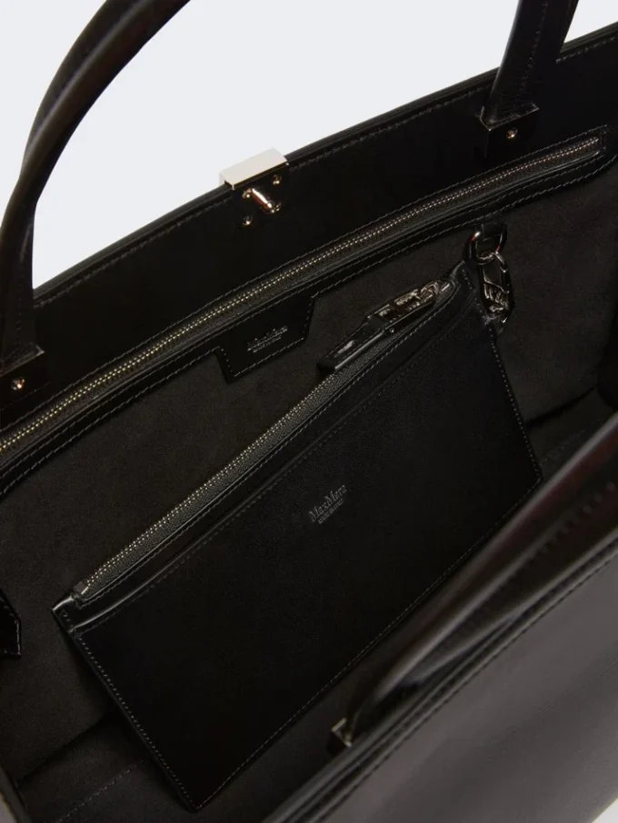 Skórzana torba typu tote, czarna Skórzana torba typu tote, czarna