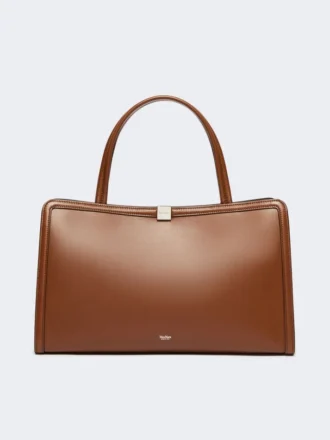 Skórzana torba typu tote, kolor tytoniowy