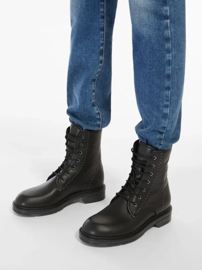 Skórzane buty typu combat, czarne Skórzane buty typu combat, czarne