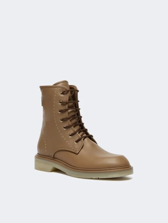 Skórzane buty typu combat, kolor orzechowy Skórzane buty typu combat, kolor orzechowy