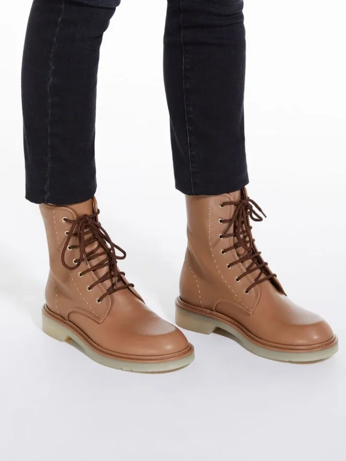 Skórzane buty typu combat, kolor orzechowy Skórzane buty typu combat, kolor orzechowy